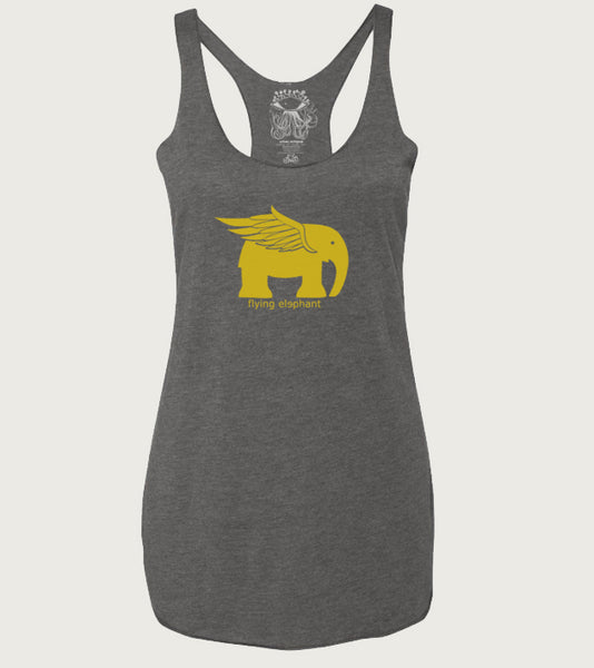 "Flying Elephant" Ladies Tri-Blend Racerback Tank