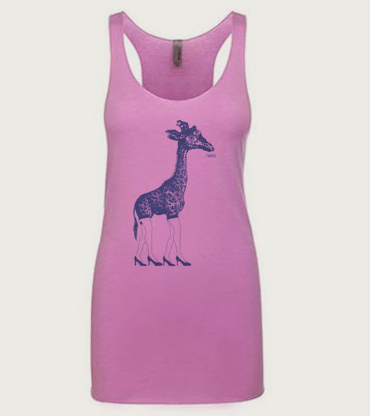 "Hello Giraffe" Ladies Tri-Blend Racerback Tank