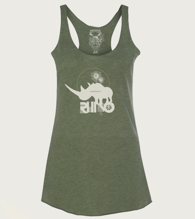 "Rhino Peace" New Design PRE ORDER Ladies Tri-Blend Racerback Tank