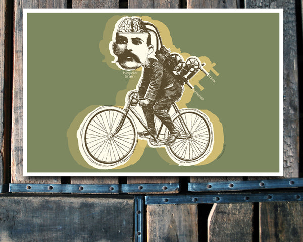 "Bicycle Brain" green 11x17 Poster