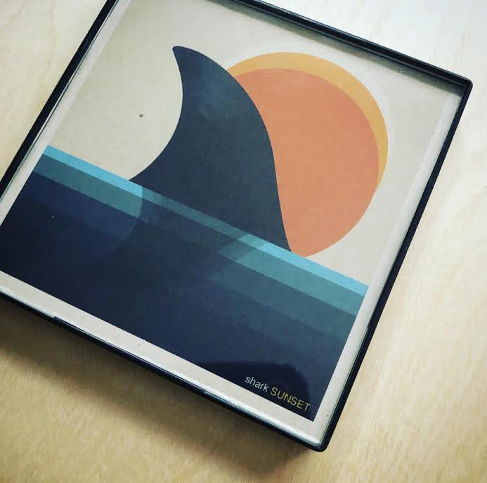 "Shark Sunset" 4x4 Print Framed