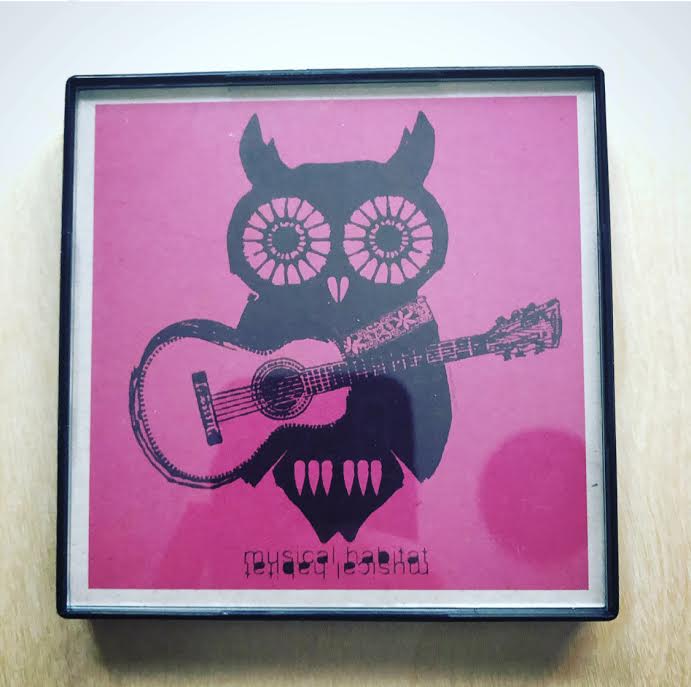 "Musical Habitat Owl" 4x4 Print Framed