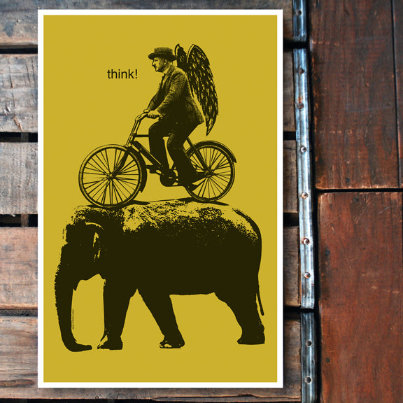 "Think" elephant 11x17 Poster